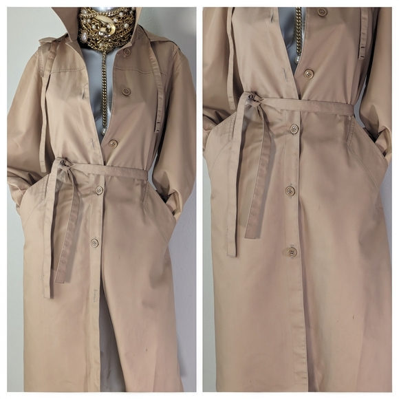 London Fog VinTage Classic Hooded Button Down Trench Coat - Picture 8 of 13